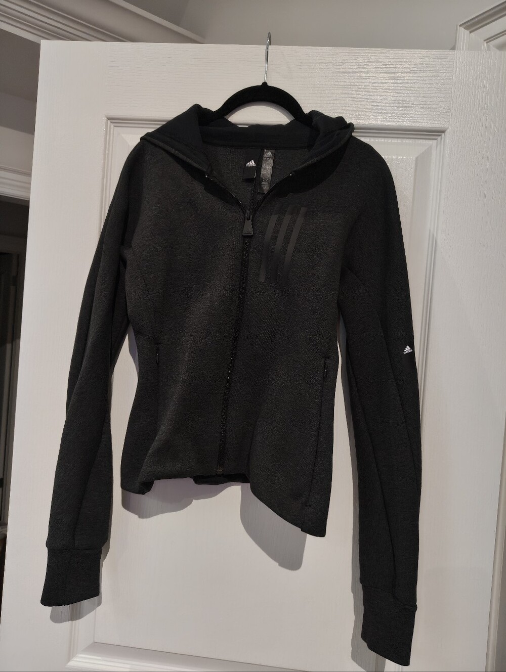 adidas Women's Dark Charcoal Mission Victory Slim Fit Zip Up Hooded Jacket